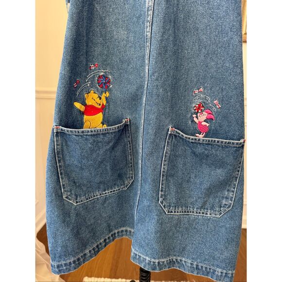 Vintage 90s Disney Winnie the Pooh Piglet Jerry Leigh Embroidered Denim Jumper X - Picture 2 of 9